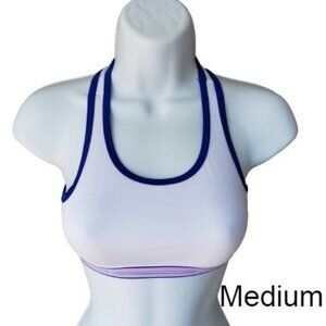 Hanes Girls Sports Bra Racerback White Blue Comfort Flex Seamless Pullover